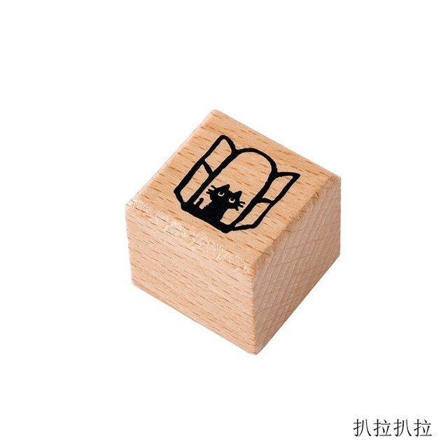 Wood Stamp Black Cat Wooden Rubber Stamps-JournalTale