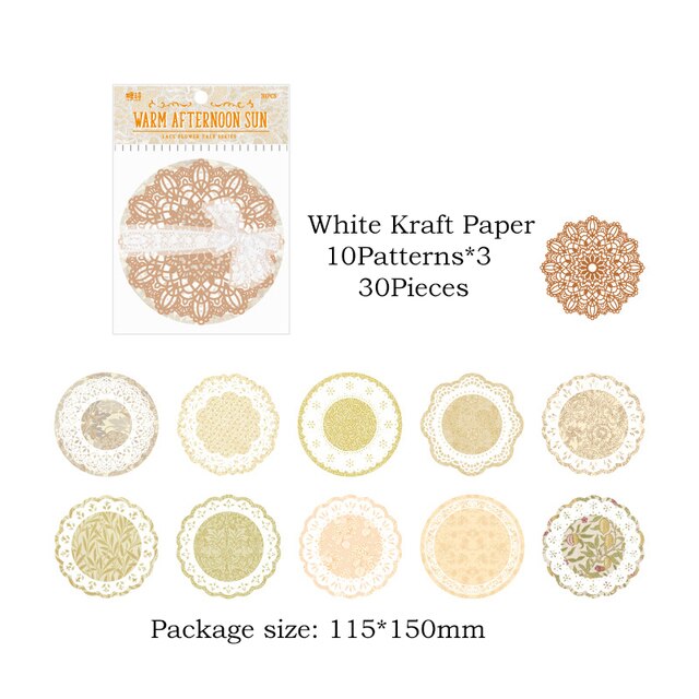 30pcs/pack Lace Materials White Kraft Paper-JournalTale