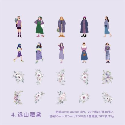 40pcs/1lot Scrapbook Sticker Vintage Flower Picking-JournalTale