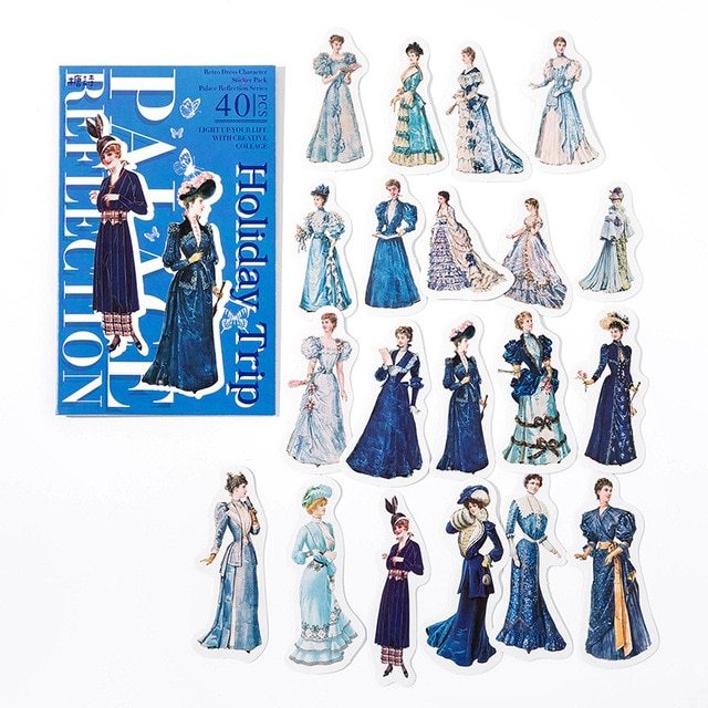 40pcs/1lot Sticker Vintage Court girl-JournalTale