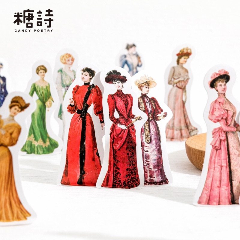 40pcs/1lot Sticker Vintage Court girl-JournalTale