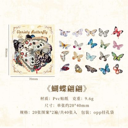 40pcs Color Butterfly Decorative Waterproof Stickers-JournalTale
