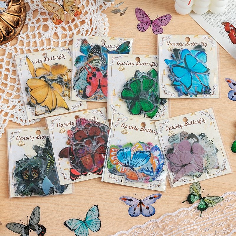 40pcs Color Butterfly Decorative Waterproof Stickers-JournalTale