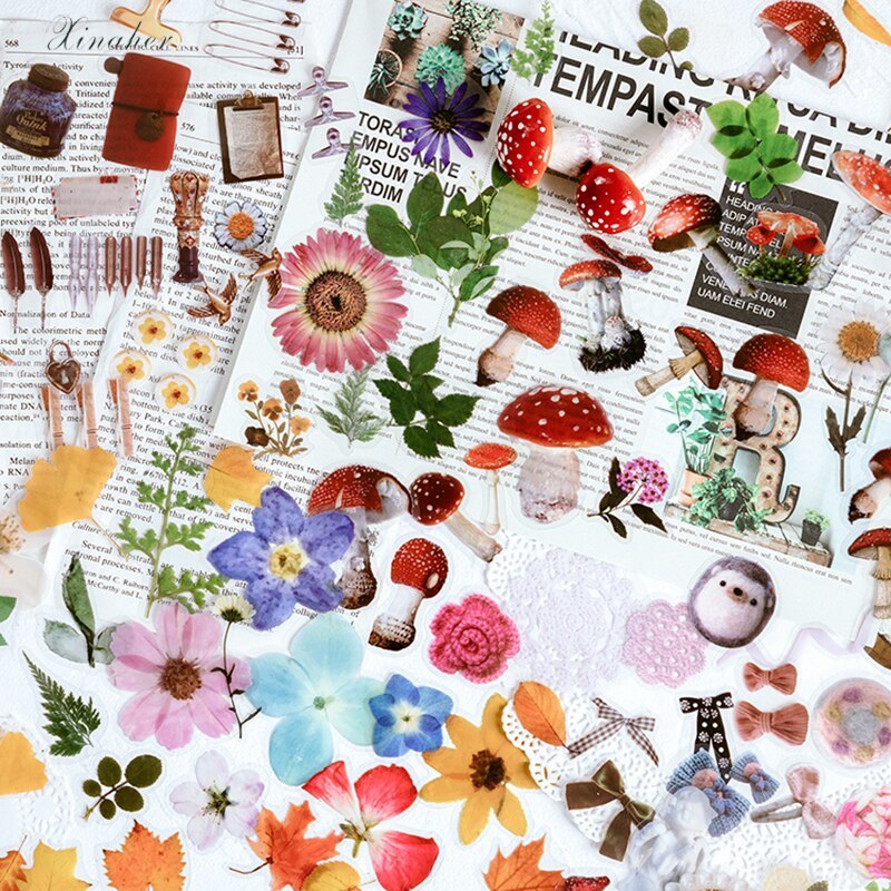 40pcs/bag Vintage leaves flowers PET sticker package-JournalTale