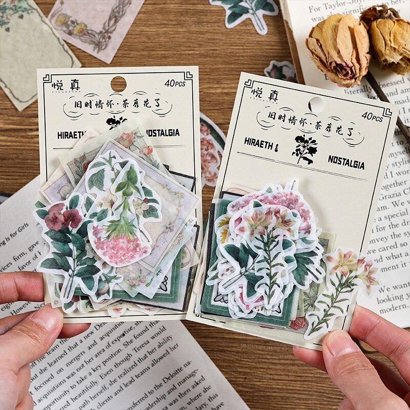 40pcs/pack Vintage Washi Paper Stickers Kit for DIY-JournalTale