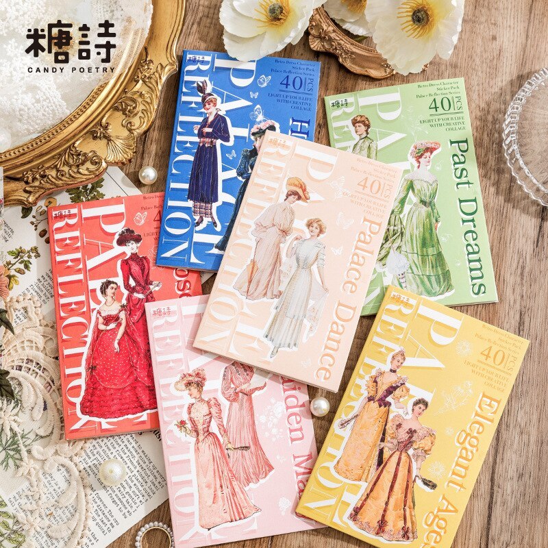 40pcs/1lot Sticker Vintage Court girl-JournalTale