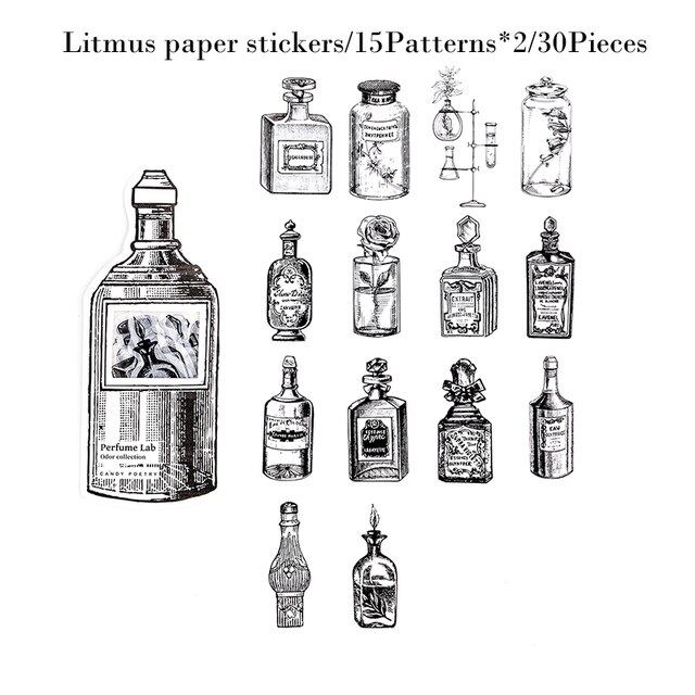 30pcs/pack Translucent Litmus Paper Stickers Perfume Bottle-JournalTale
