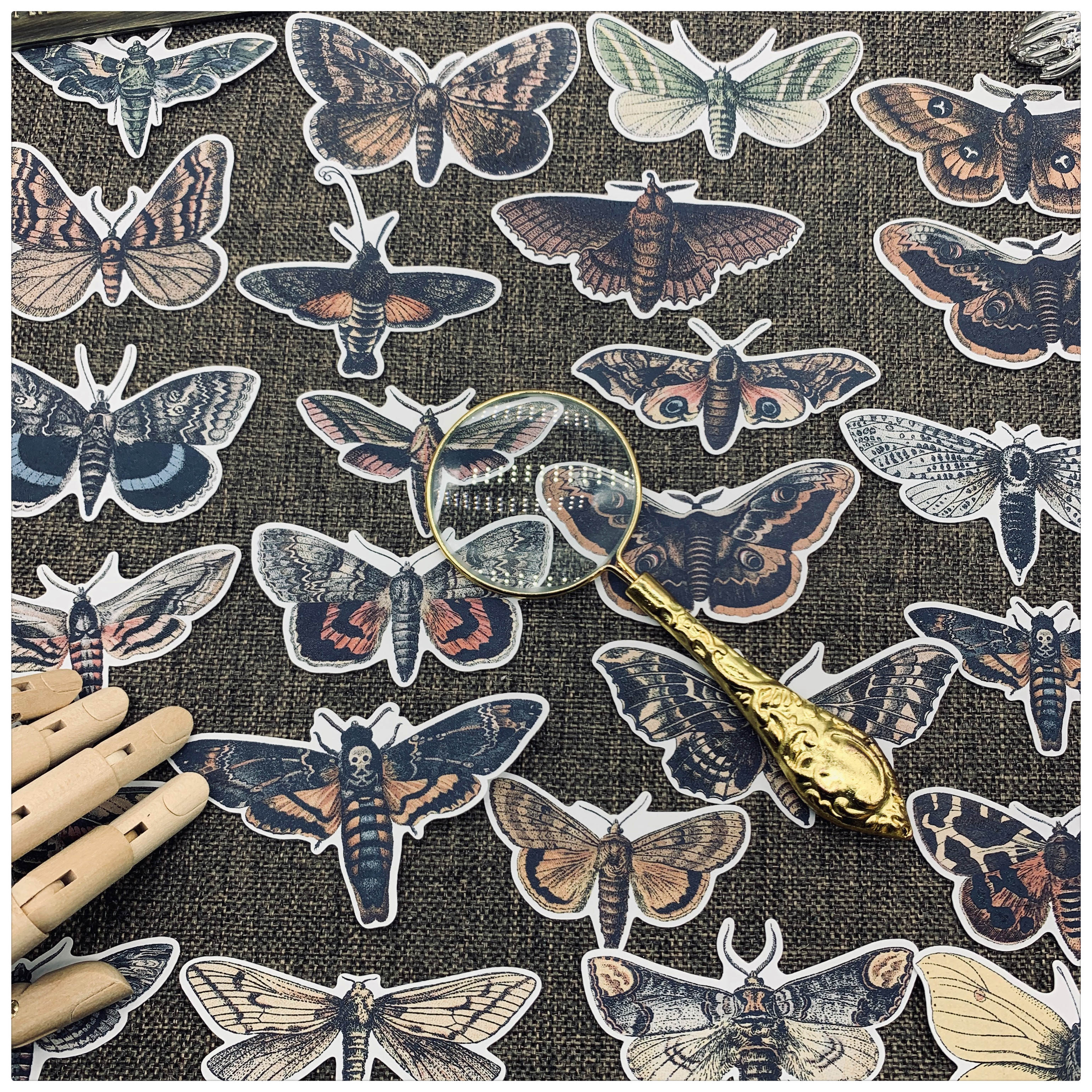 Vintage Black Moth Stickers Junk Journal-JournalTale