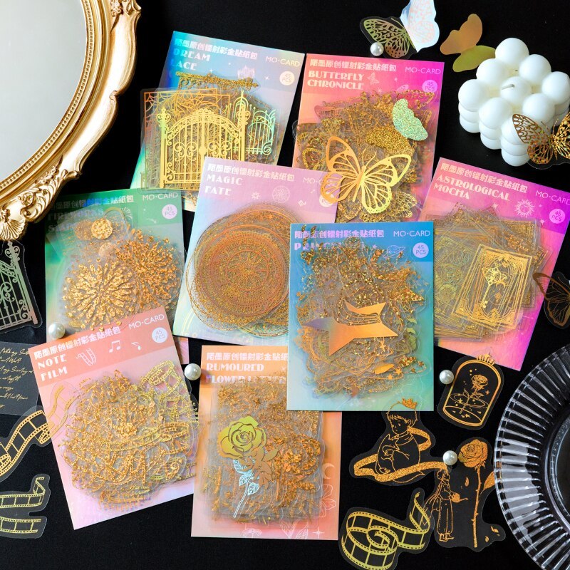 45pcs Flash Magic Astrolabe golden Laser Stickers-JournalTale
