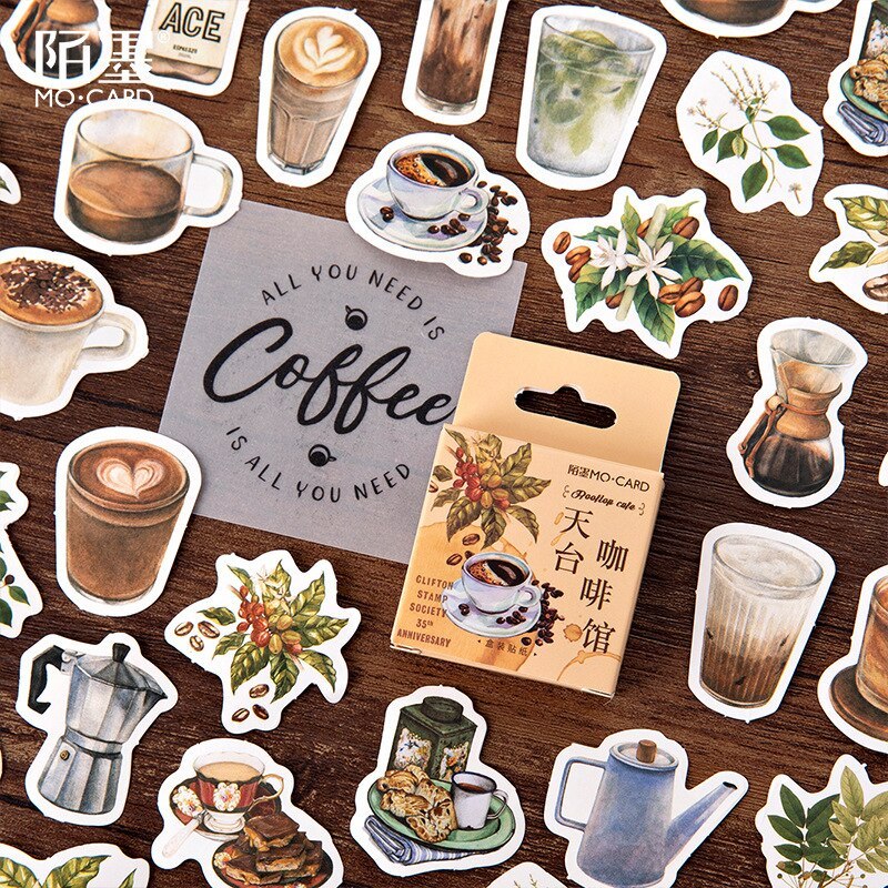 45pcs/pack Vintage Rooftop Coffee Shop Stickers Set-JournalTale