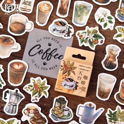 45pcs/pack Vintage Rooftop Coffee Shop Stickers Set-JournalTale