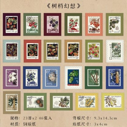 46 Pcs Vintage Flower Bird Washi Stickers Plant Decals Stamp-JournalTale