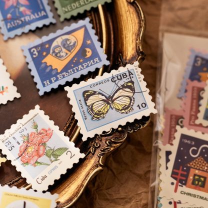 46 Pcs Vintage Flower Bird Washi Stickers Plant Decals Stamp-JournalTale