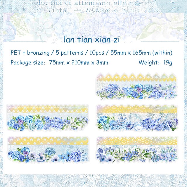 10 Sheets Lace Romance Series Flower Landscaping PET Sticker-JournalTale
