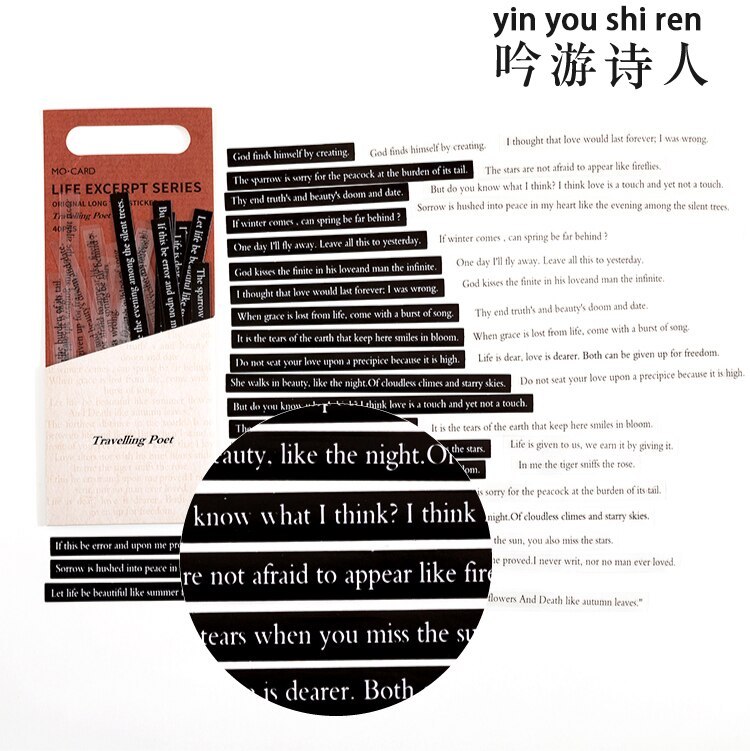 40 Pcs Life Excerpts Series Strip Sticker Pack-JournalTale