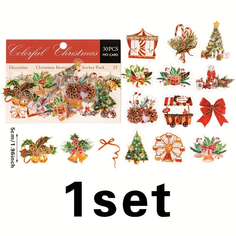 1 set Festive Christmas Stickers - Golden-JournalTale