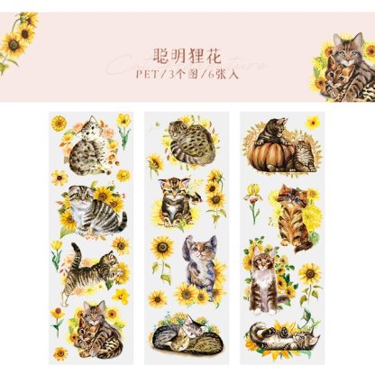 Cat stickers 6 Sheets  Adhesive Diy Sticker Decorative Diary-JournalTale