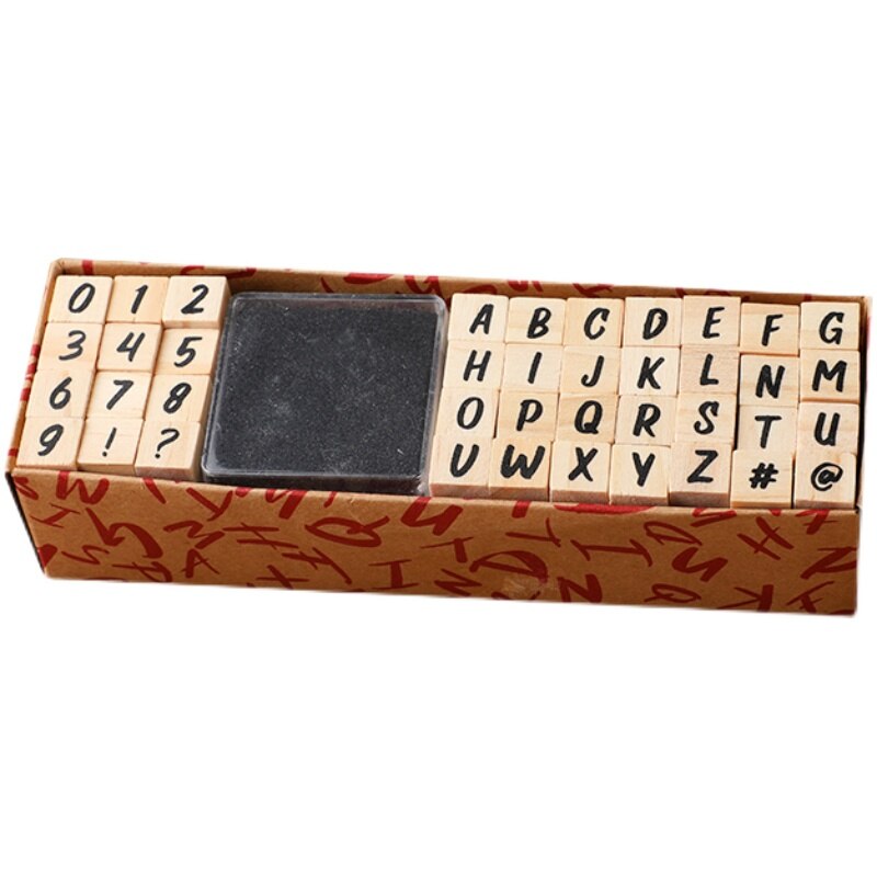 40 Pcs Alphabet Stamps Vintage Wooden Rubber Letter-JournalTale