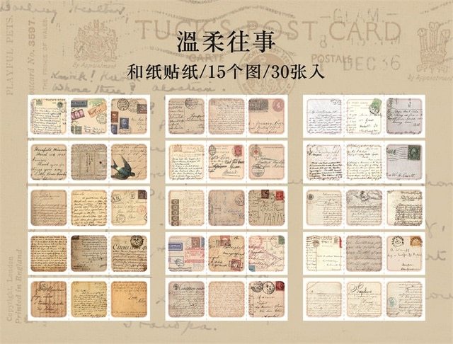 30Pcs Vintage pattern mini Sticker Junk Journal Art Collage-JournalTale