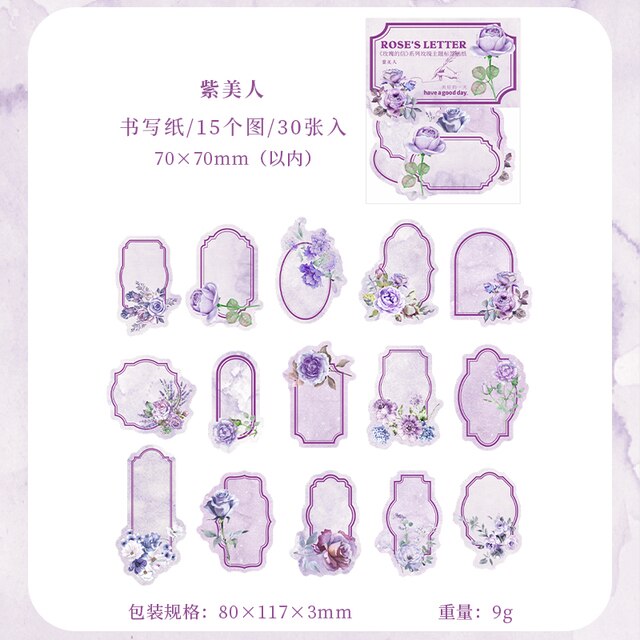 30pcs/lot Rose&#39;s Letter Stickers Rose Boarder Sticky-JournalTale
