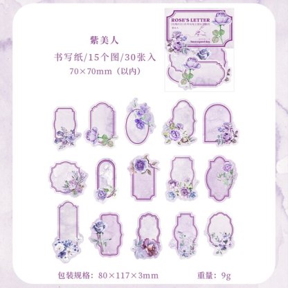 30pcs/lot Rose&#39;s Letter Stickers Rose Boarder Sticky-JournalTale