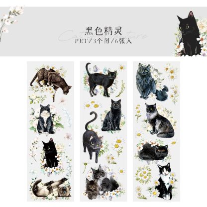Cat stickers 6 Sheets  Adhesive Diy Sticker Decorative Diary-JournalTale
