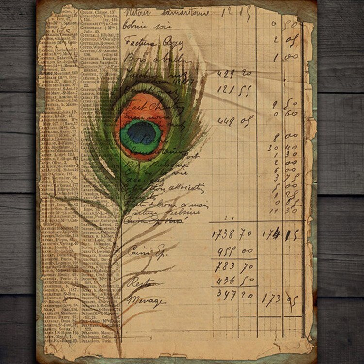 4Sheets Peacock Plant Junk Journal Material Paper-JournalTale