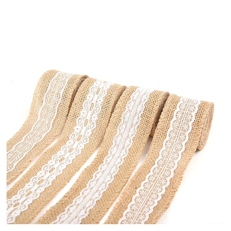 2M 5CM Natural Jute Burlap Rolls with Lace-JournalTale