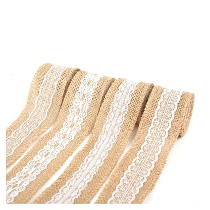 2M 5CM Natural Jute Burlap Rolls with Lace-JournalTale