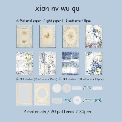 30 Sheets Lace Waltz Series Retro Multi-material Material Package-JournalTale
