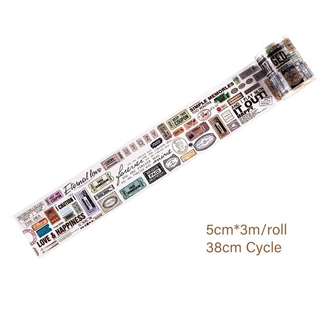 5cm*3m Vintage PVC Materials Tape Cycle-JournalTale