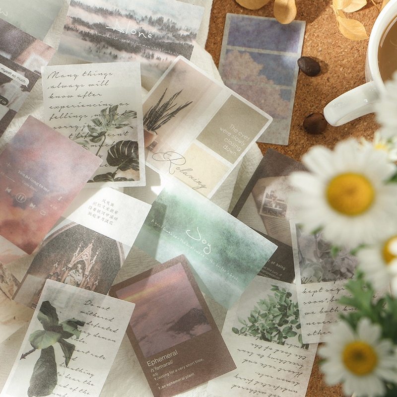 40pcs/pack Letter of Time Poetry Washi Paper Stickers-JournalTale