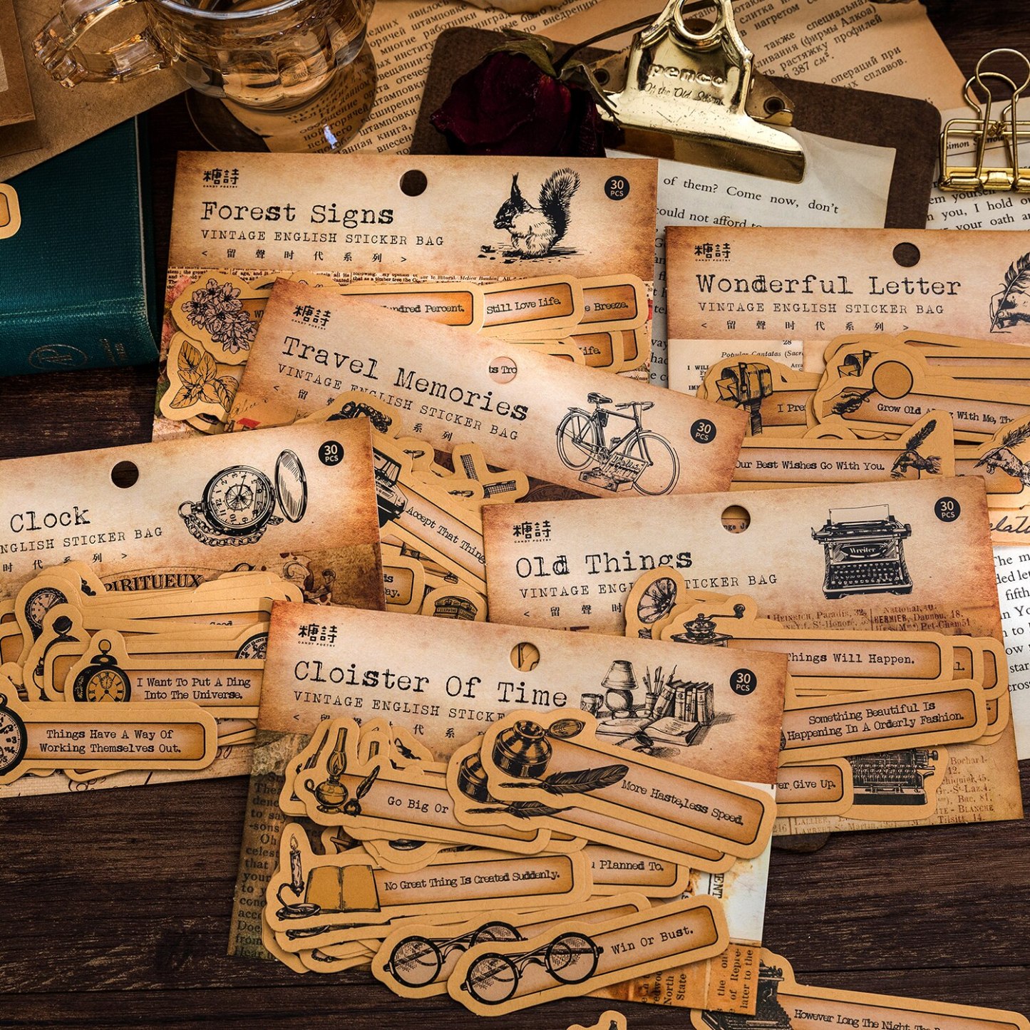 30 pcs Retro English sticker pack nostalgic European old-JournalTale