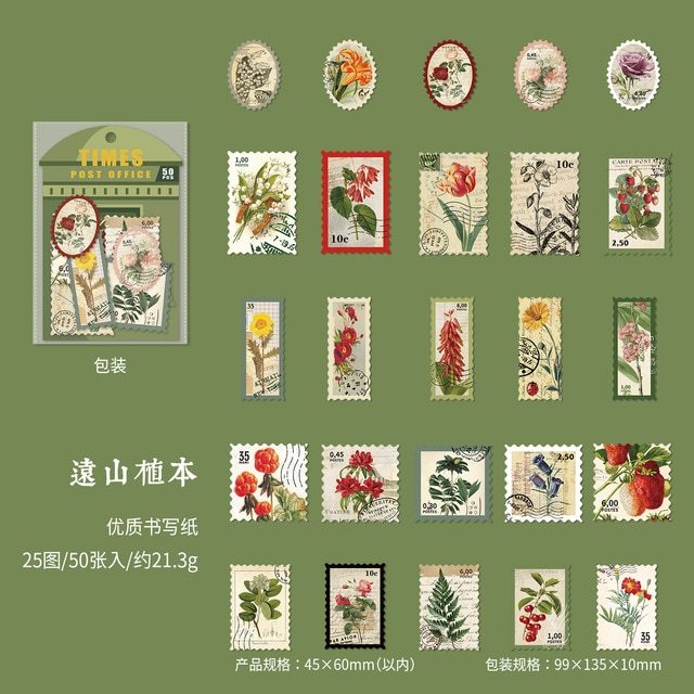 50pcs/1lot Scrapbook Sticker Times Post Office-JournalTale
