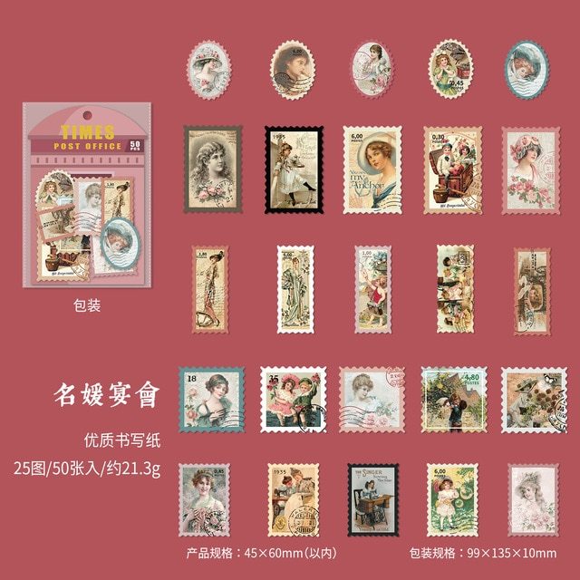 50pcs/1lot Scrapbook Sticker Times Post Office-JournalTale