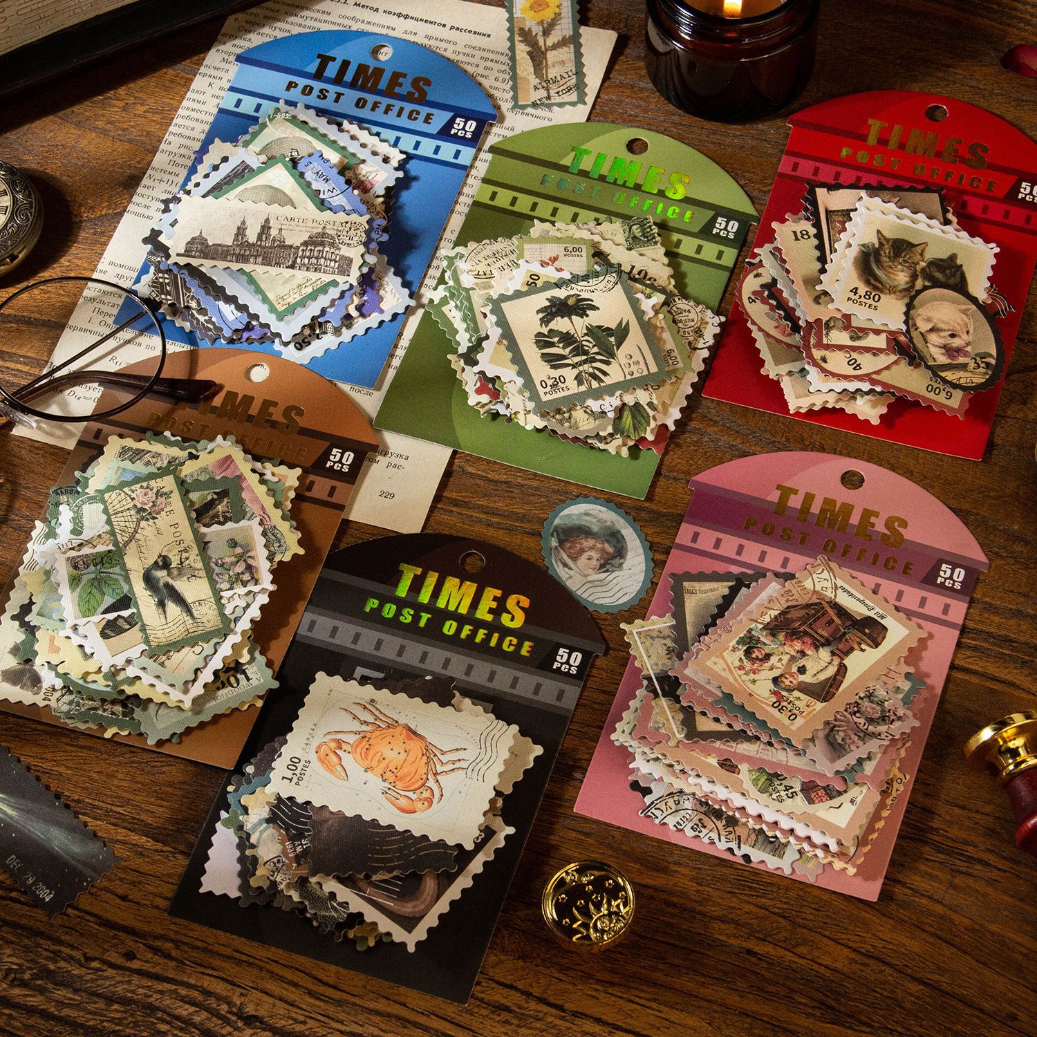 50pcs/1lot Scrapbook Sticker Times Post Office-JournalTale