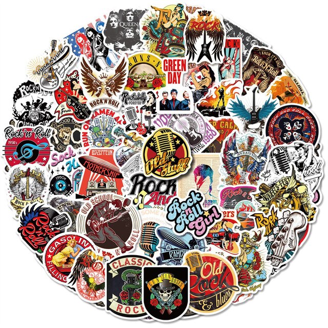 50pcs Rock Vintage Stickers For Laptop Stationery-JournalTale