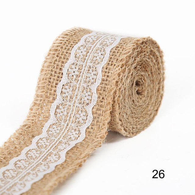 2M 5CM Natural Jute Burlap Rolls with Lace-JournalTale