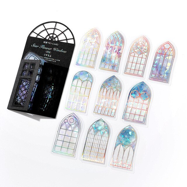 20pcs Retro Foil Silver Laser Window Stickers Pack-JournalTale