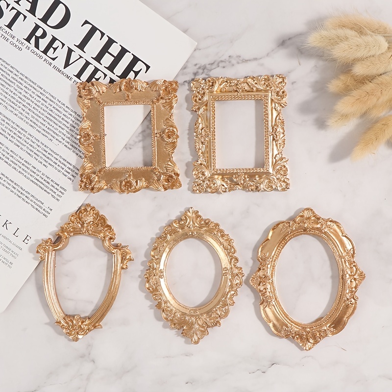 1pc Golden Picture Frame Vintage Relief Frames-JournalTale