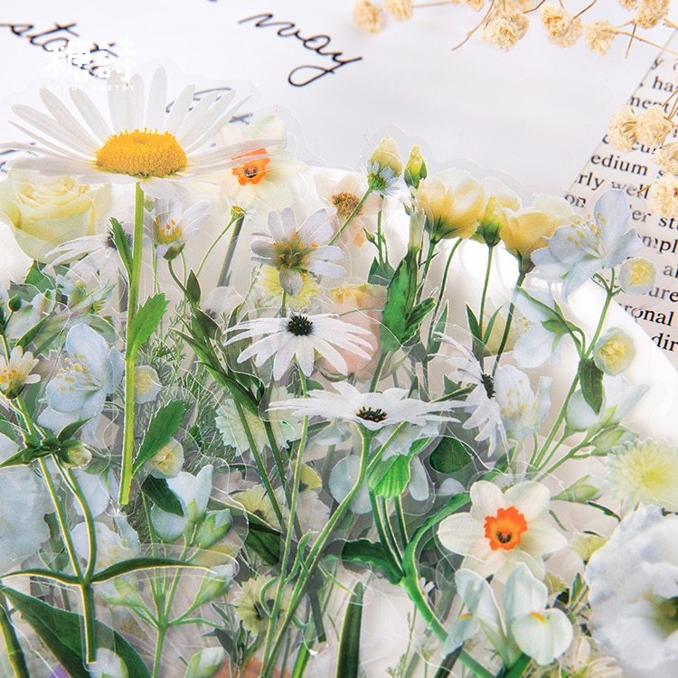 Flowers Sticker pack 40pcs Fresh Flower Plant Transparent-JournalTale