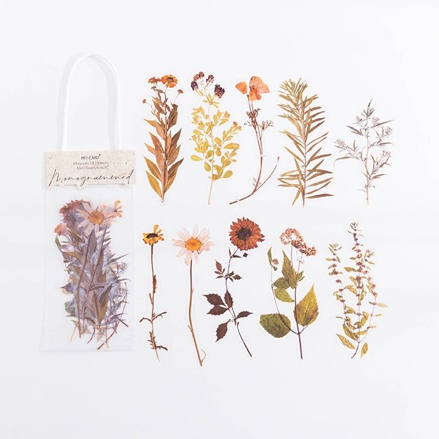 10pcs/pack Waterproof Plant Natural Flower Decorative Sticker-JournalTale