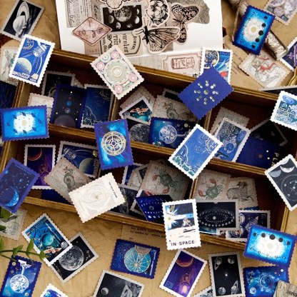 30 Pcs Vintage Astronomy Stickers Bronzing Universe-JournalTale