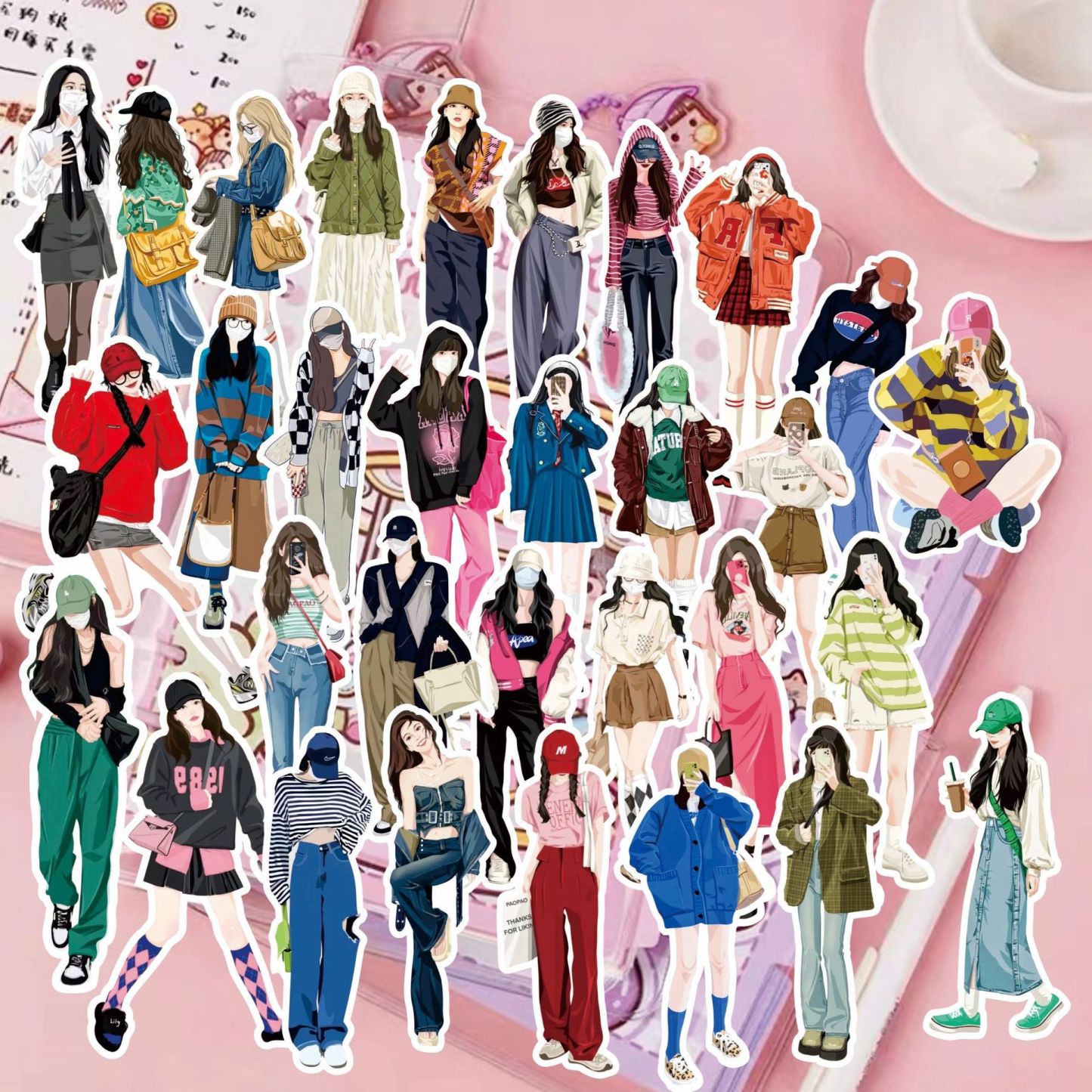 58pcs Four seasons dress girls Decorative Stickers-JournalTale