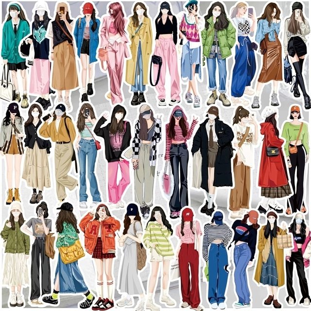 58pcs Four seasons dress girls Decorative Stickers-JournalTale
