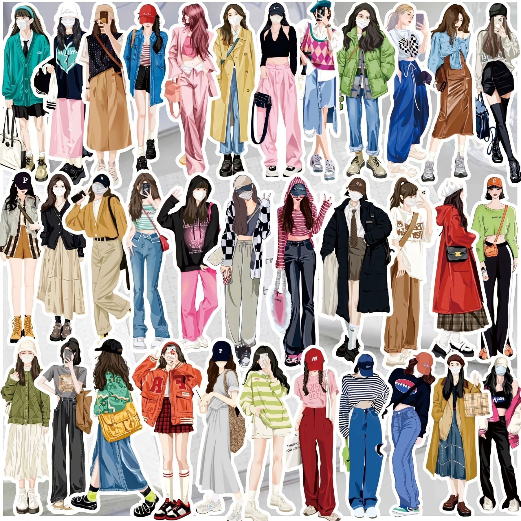 58pcs Four seasons dress girls Decorative Stickers-JournalTale