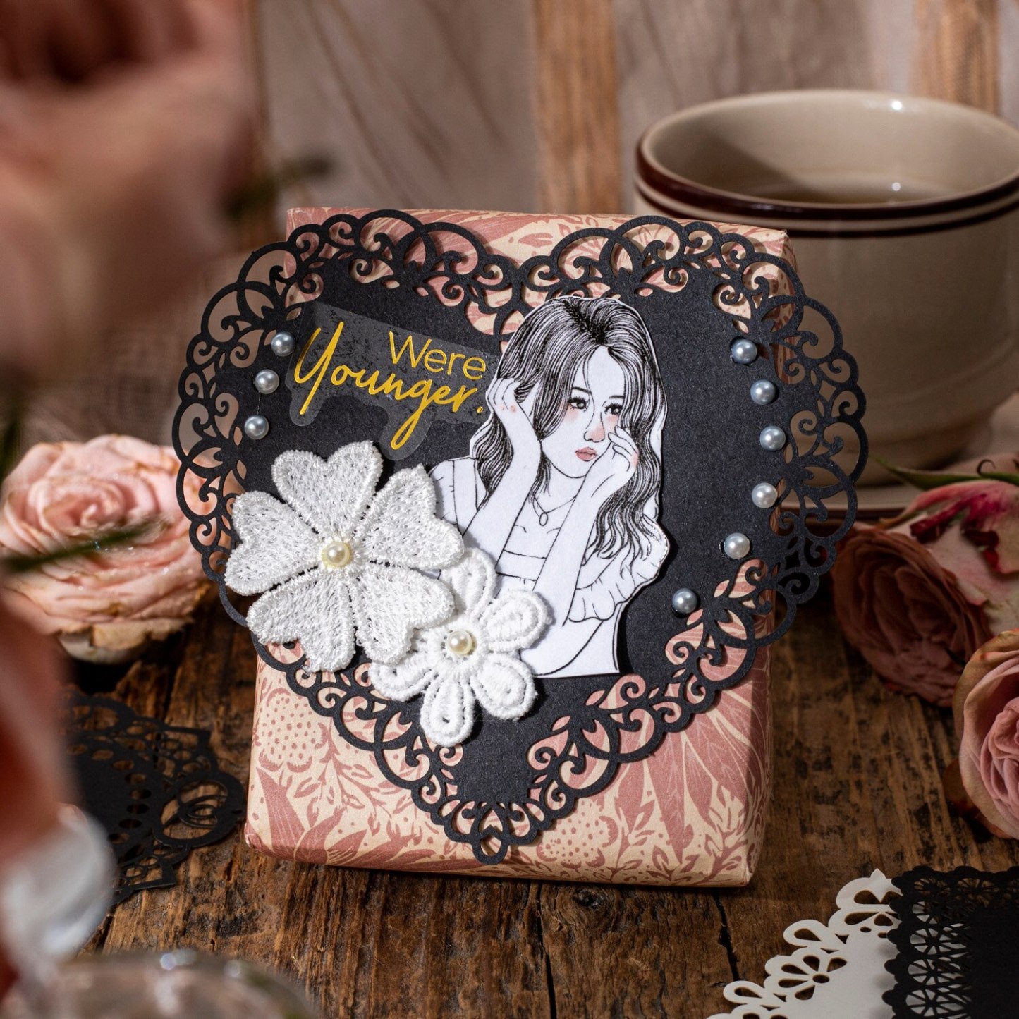 10 Sheets Lace Dreams Series Vintage Black Card and White Card-JournalTale