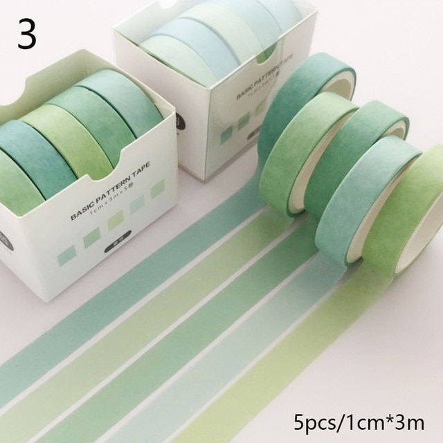 5Pcs/Set Washi Tape Cute Grid Adhesive Solid Masking Tape-JournalTale