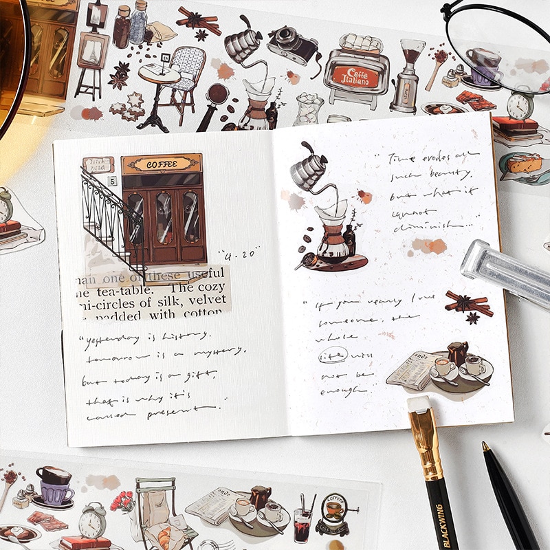 Travel Journey Memory Washi Masking Tape Coffee Shop-JournalTale