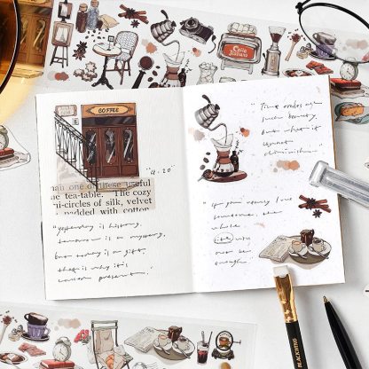 Travel Journey Memory Washi Masking Tape Coffee Shop-JournalTale